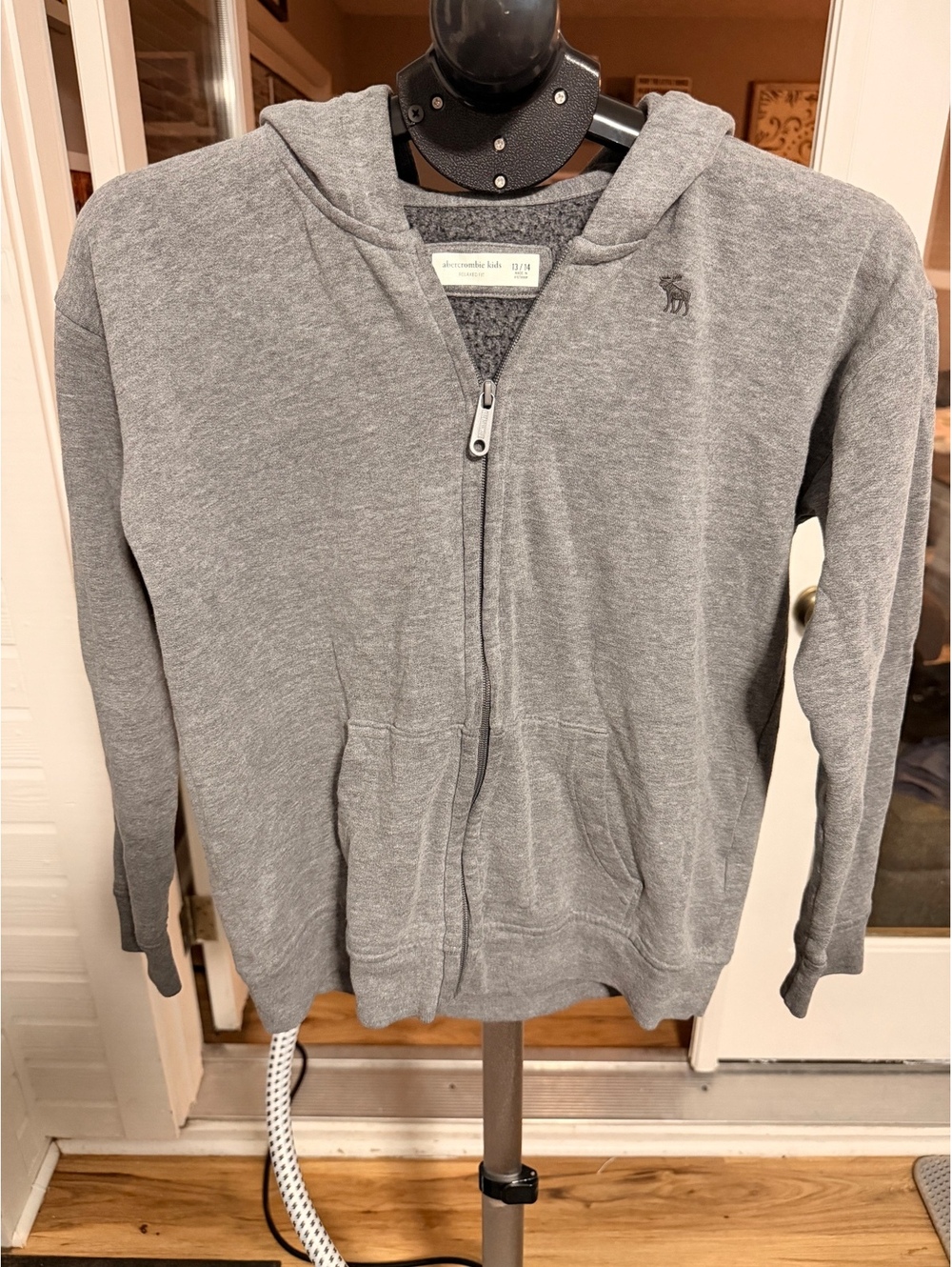Gray zip-up hoodie